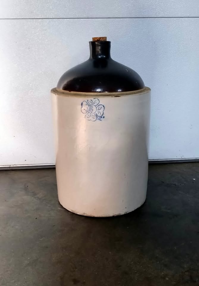 Vintage Blue Clover 5 Gal Jug w/Cork