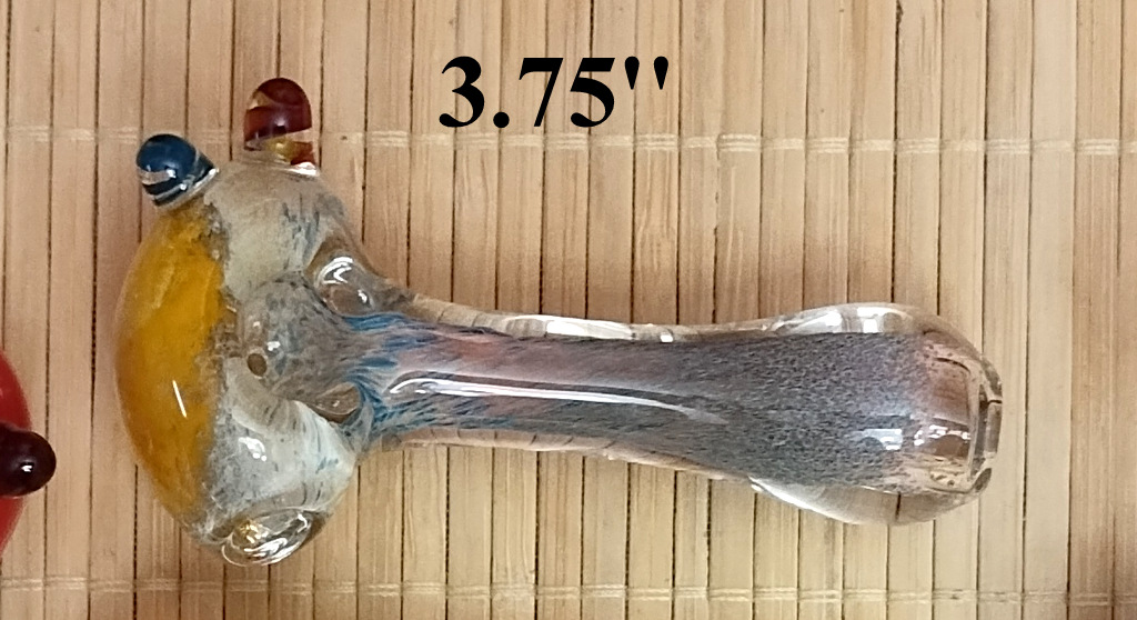 3.75" Hand-blown Glass Spoon w/Colorful Marbles