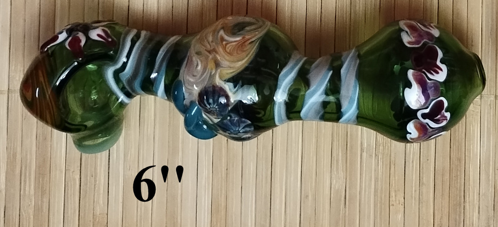 6" Green Glass Custom Made Glass Pipe