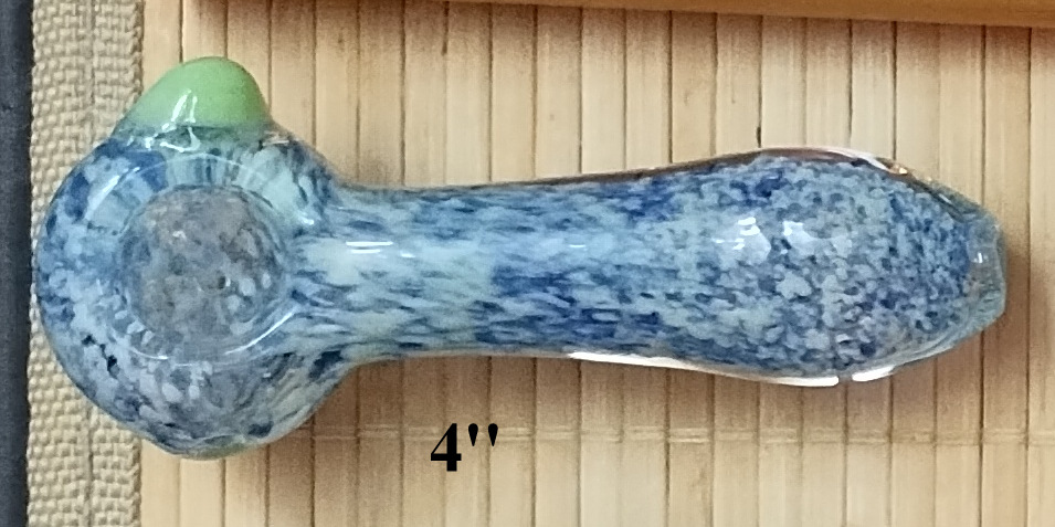4" Hand-blown Blue & White Glass Pipe