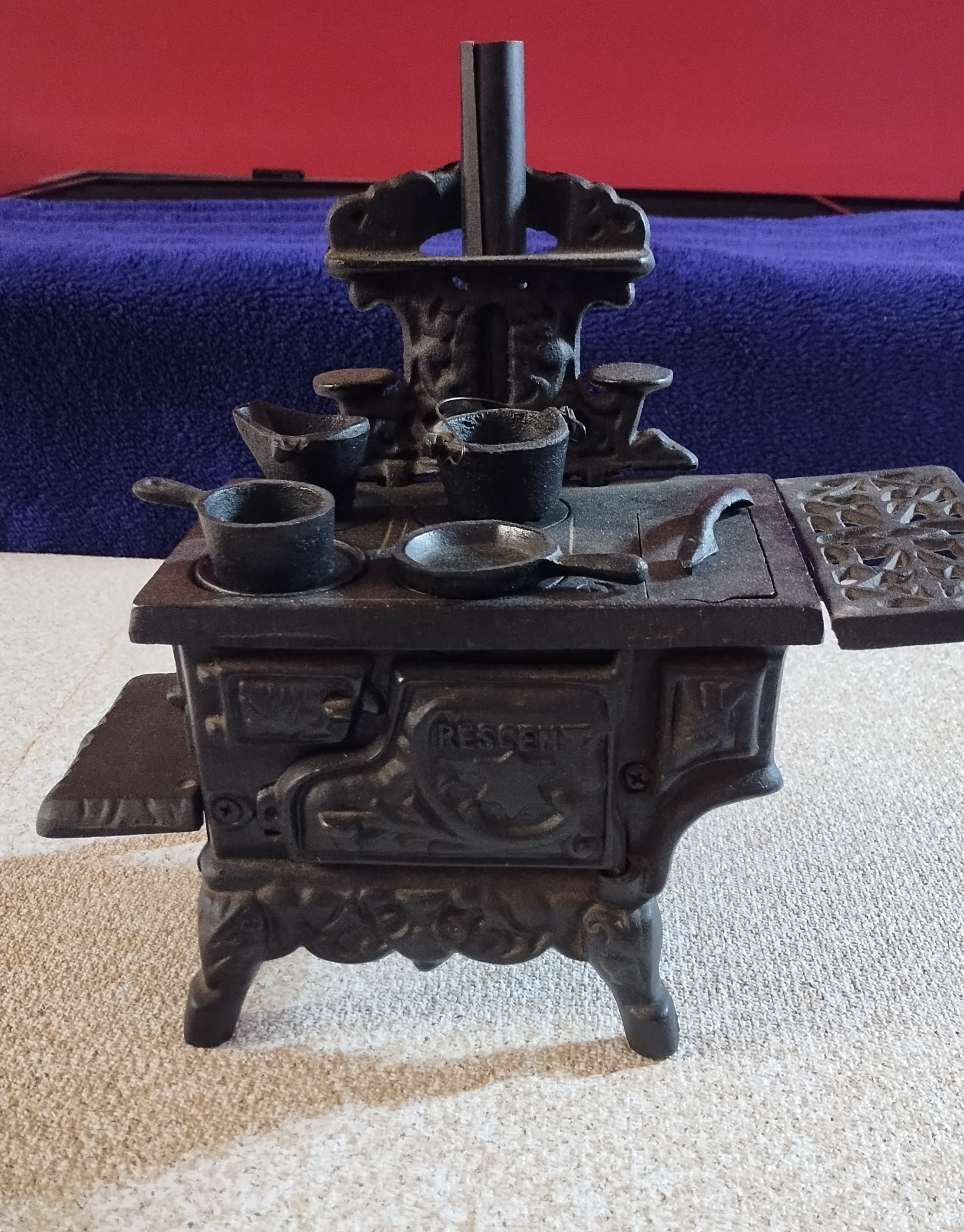 Vintage Mini Cast Iron Stove w/Accessories