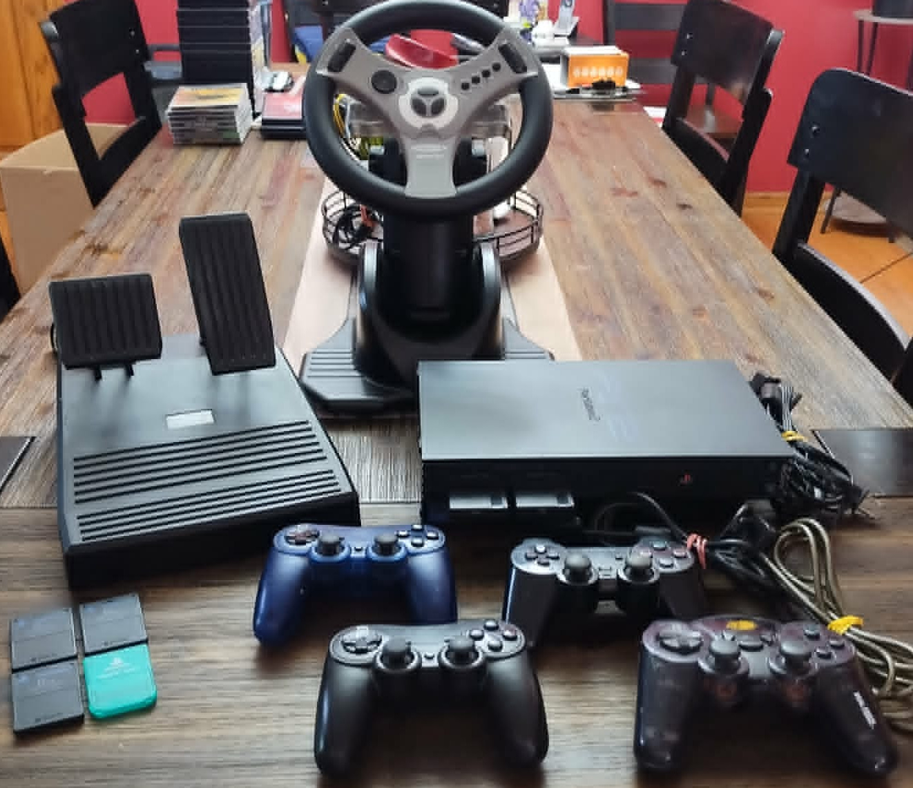 PS2 Bundle! Games, Steering Wheel, Mem Cards + MORE!
